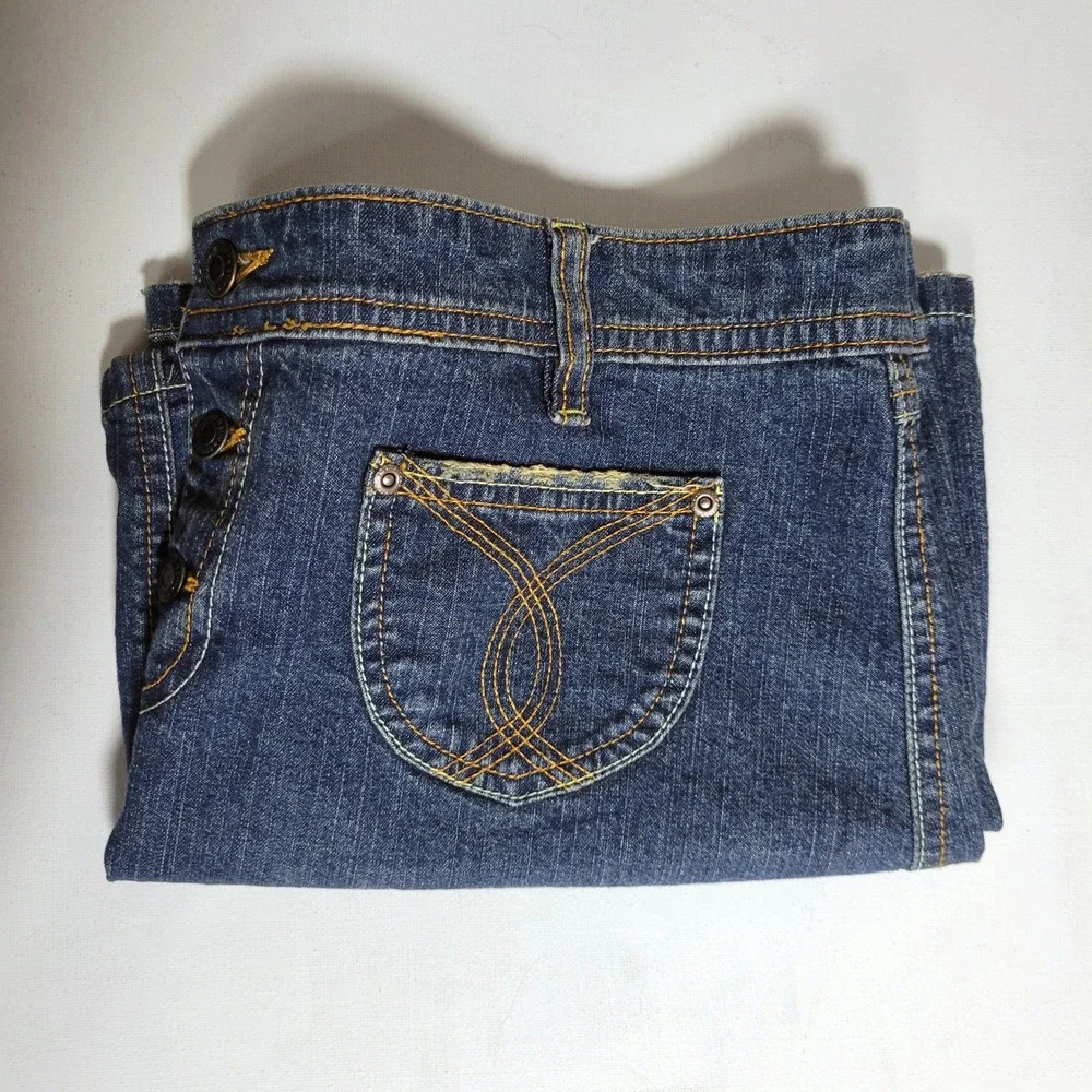 Y2K Old‎ Navy Ultra Low Waist Stretch Denim Mini Skirt Sz 10 Grunge Streetwear